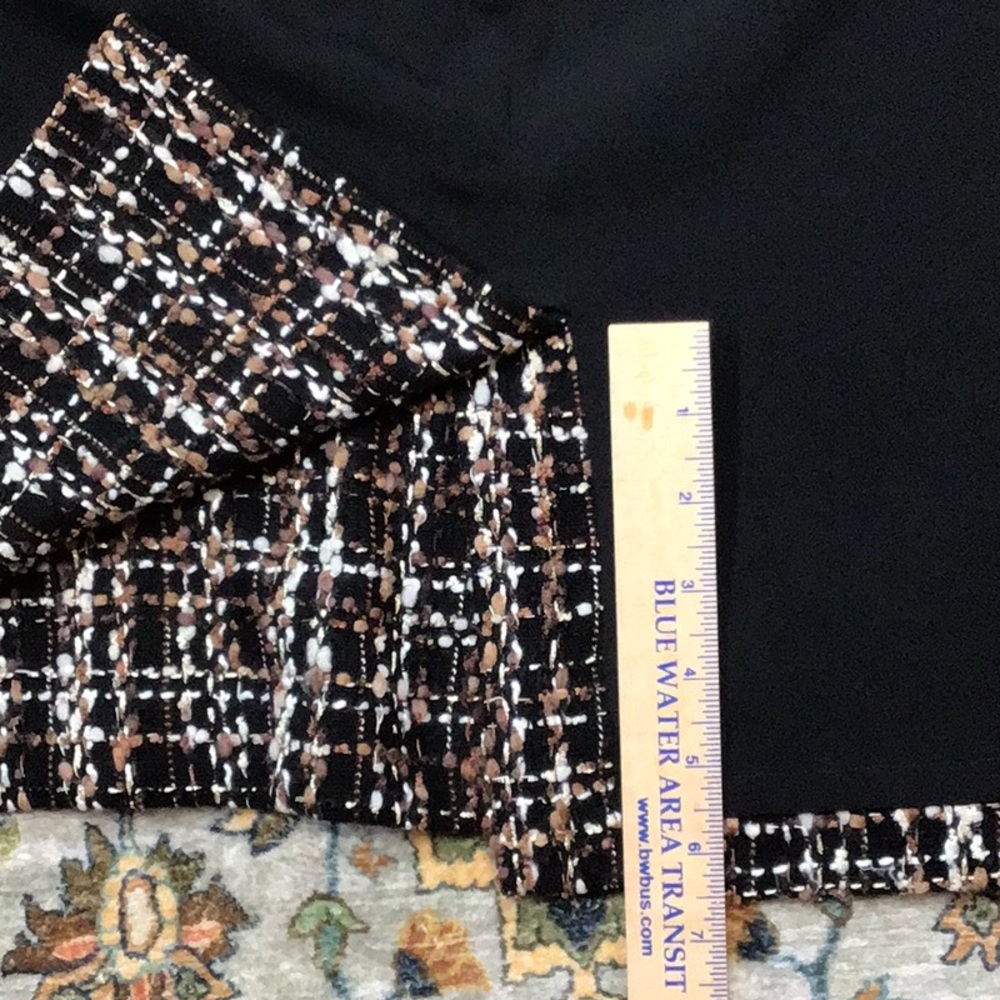 🍂TALBOTS Black Brown Cream Gold Tweed Lined Back Zip Knee Length Sz.12 - Picture 7 of 9
